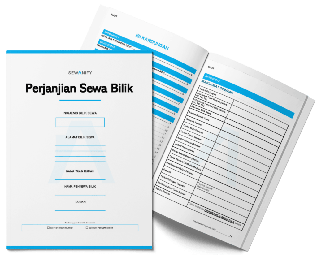 Mockup Surat Perjanjian Sewa Bilik Sewanify